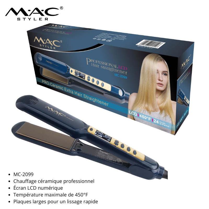 Fer à Lisser professionnel en céramique 450°F Écran LCD MC-2099
