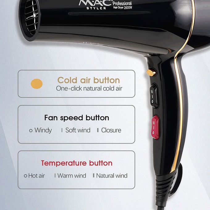 Sèche Cheveux professional 2600 W Avec diffuseur MC-6800