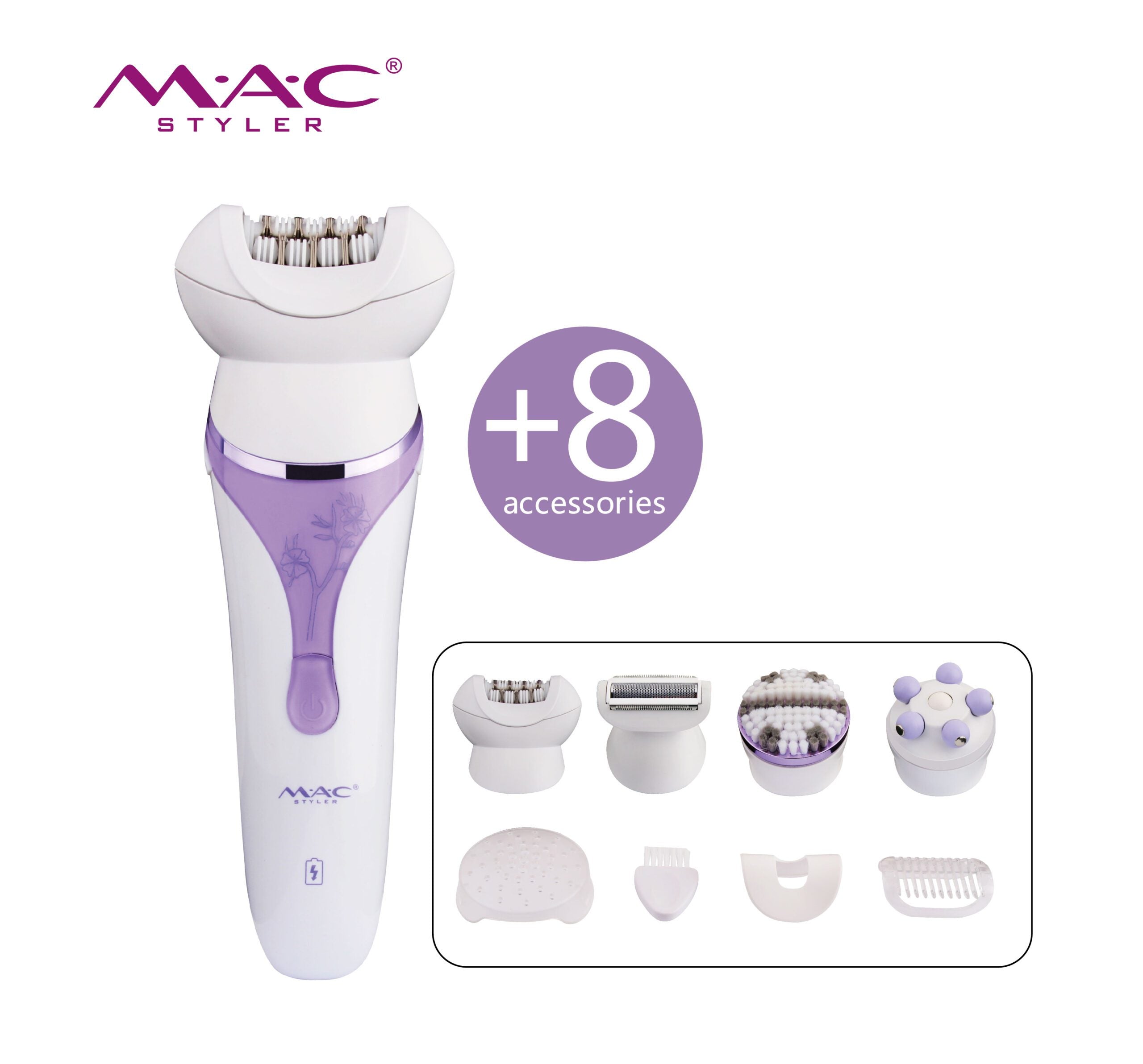 Epilateur Rasoir Brosse Nettoyante Et Massage 8 Accessoires MC-7720