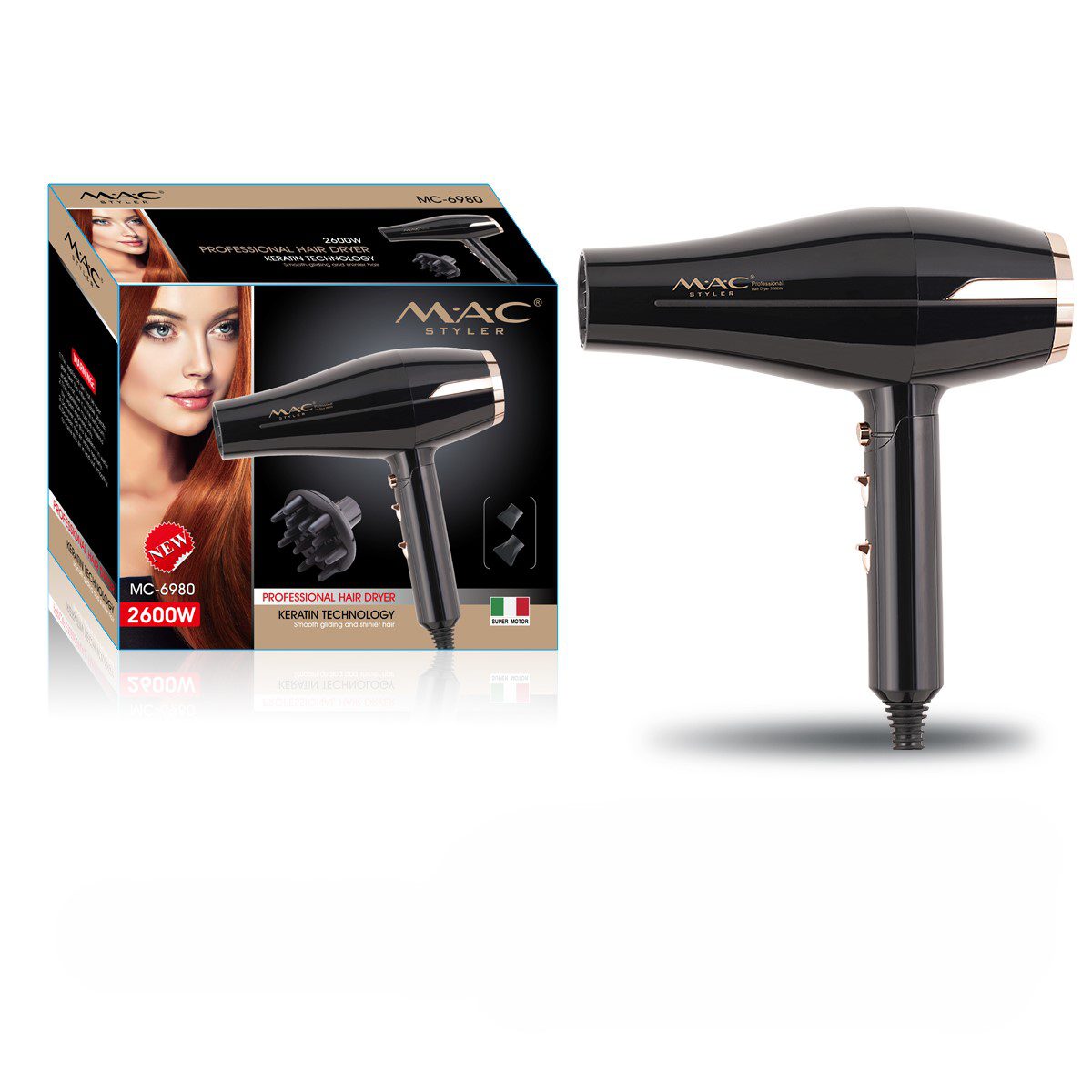 Sèche Cheveux Salon 2600 W Moteur Silencieux MC-6980