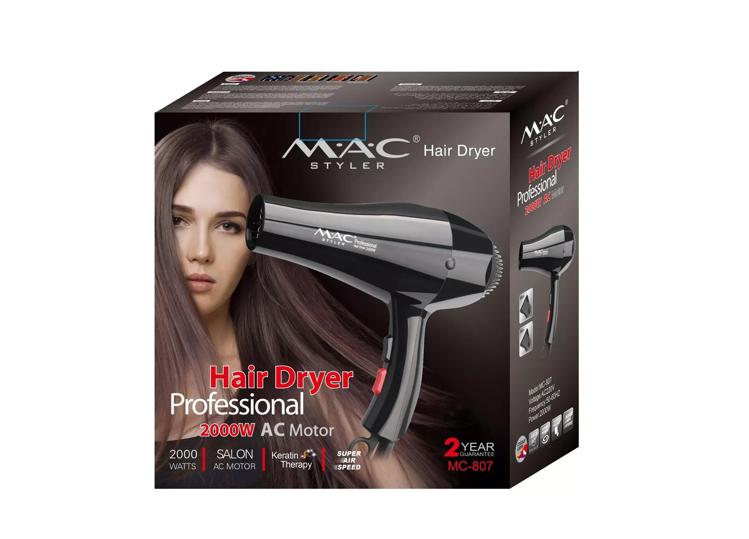 Sèche Cheveux professional 2000 W AC Moteur Salon MC-807