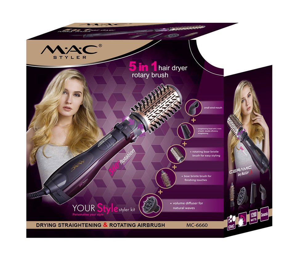 Brosse Soufflante Rotative 360 Salon -5 En 1- MC-6660