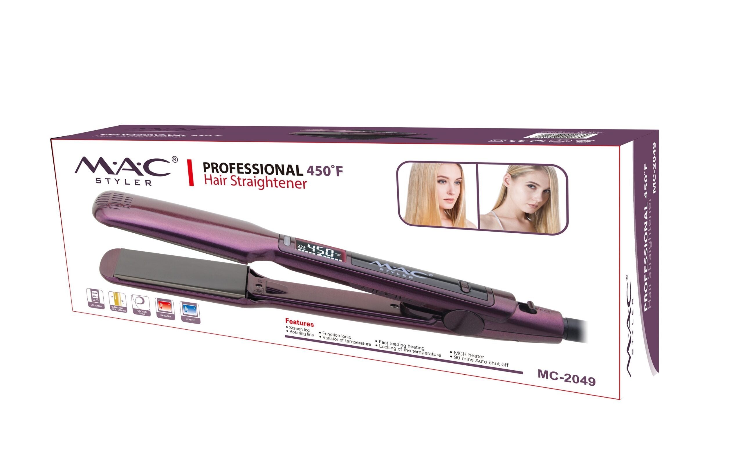 Fer à Lisser Professionnel en céramique – 450 ° F  MC-2049